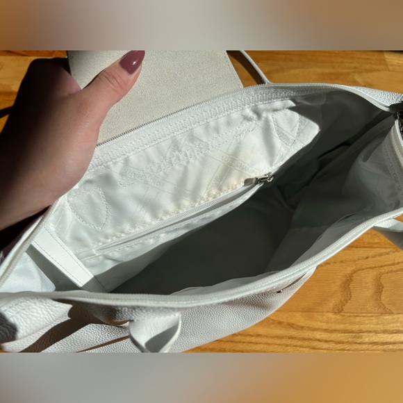 Longchamp White Leather Le Pliage Tote Bag - Picture 6 of 16